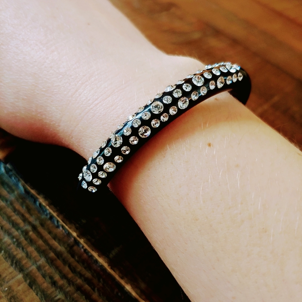 Rhinestone black cuff bracelet